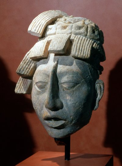 Portretkop van Pacal, koning van Palenque uit de Tempel van de Inscripties door Mayan